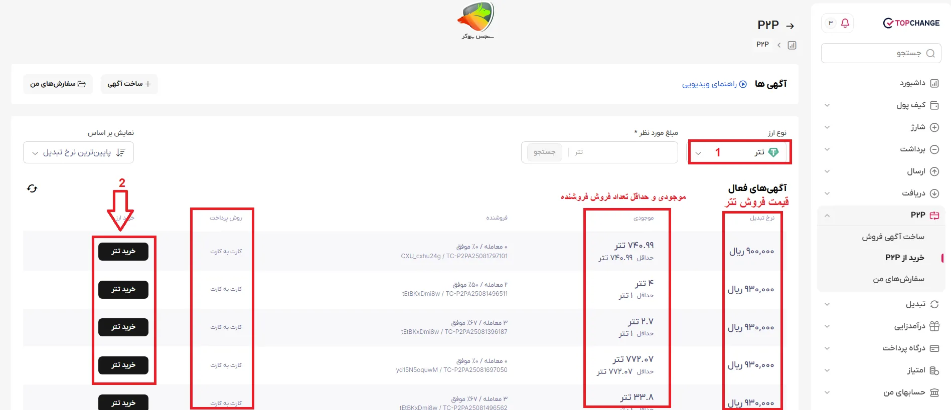 خرید دلار از تاپ چنج