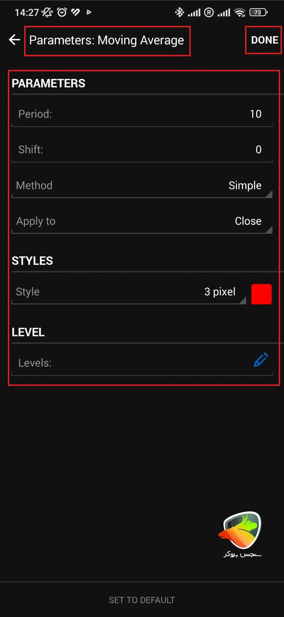 مراحل اوردن اندیکاتور در موبایل