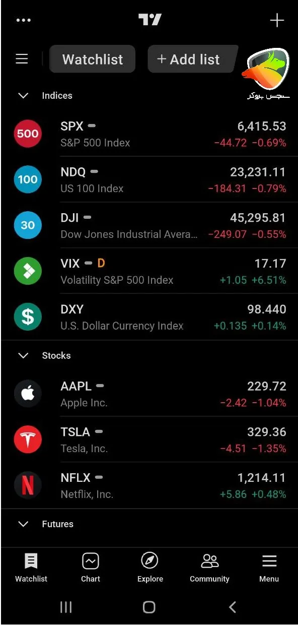 ساخت اکانت در تریدینگ ویو با موبایل