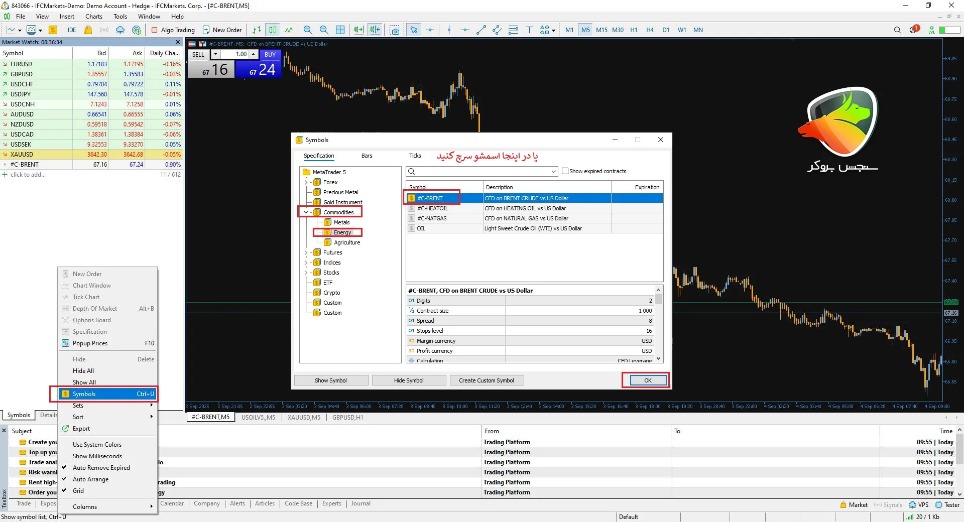 نماد نفت برنت در متاتریدر