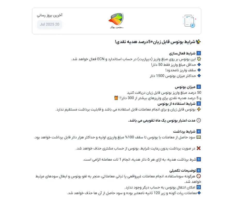 قوانین معاملات بونوس 50% بروکر fx24