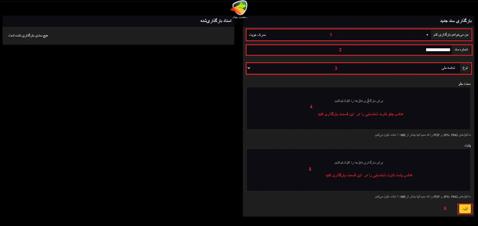 مراحل احراز هویت در Infinox