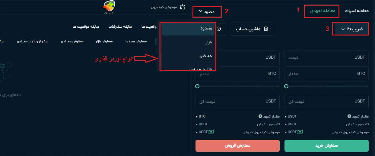انتخاب نماد و آشنایی با انوع اوردر گذاری 