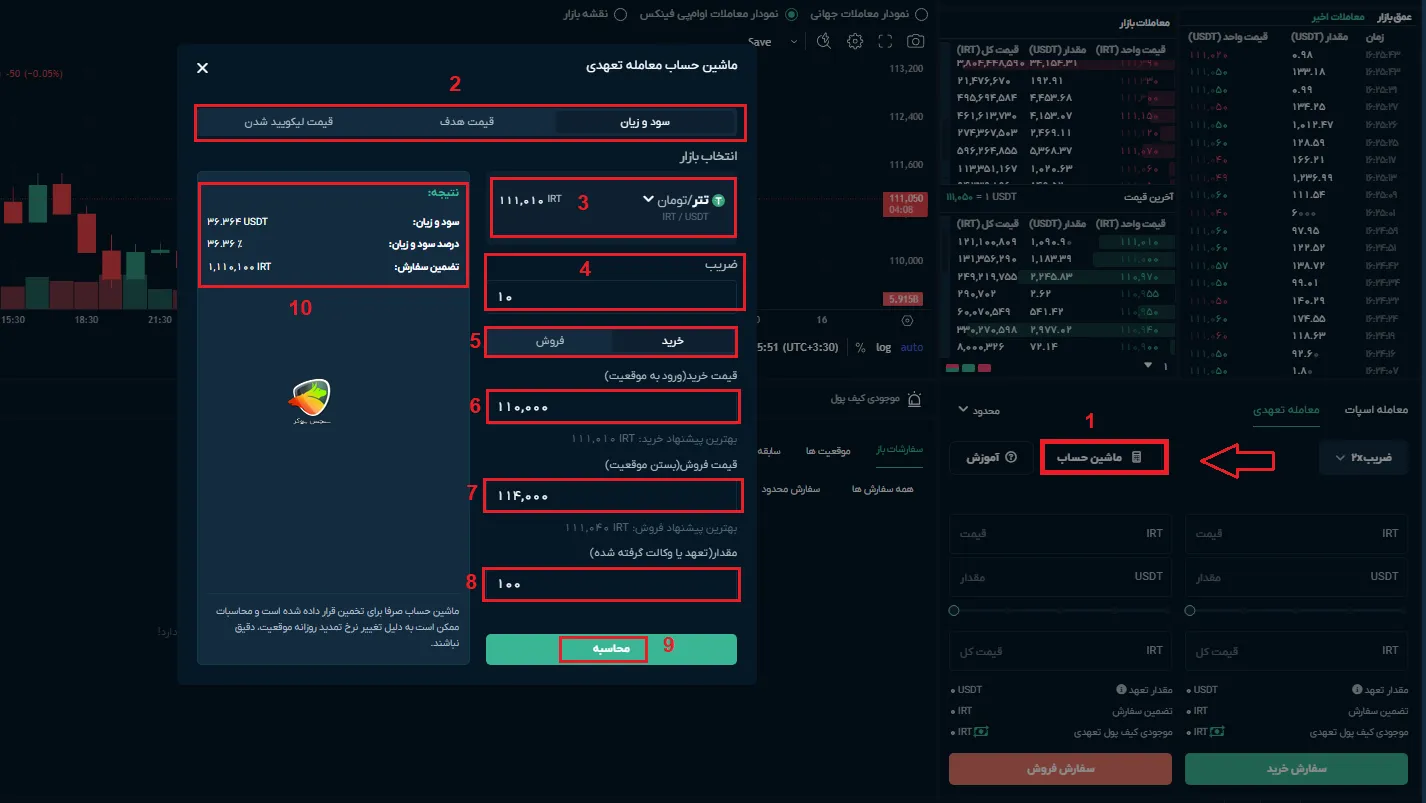 آموزش کار با ماشین حساب معاملات تعهدی در او ام پی فینکس