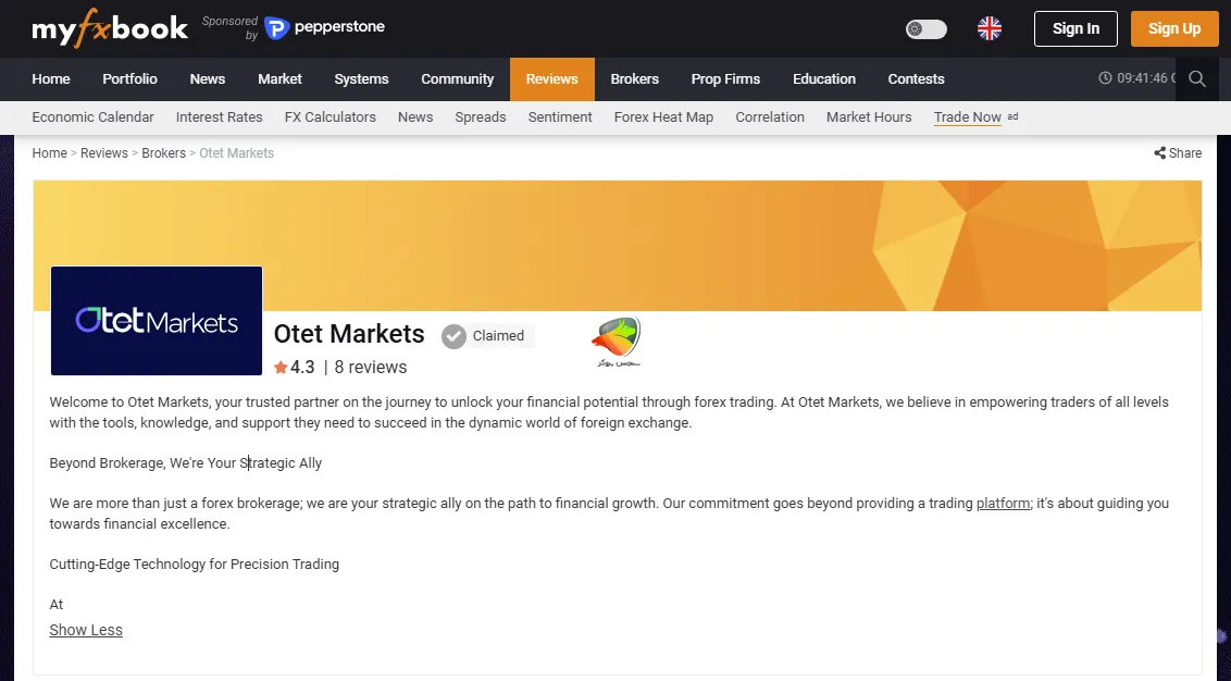 حضور اوتت در MyFXBook