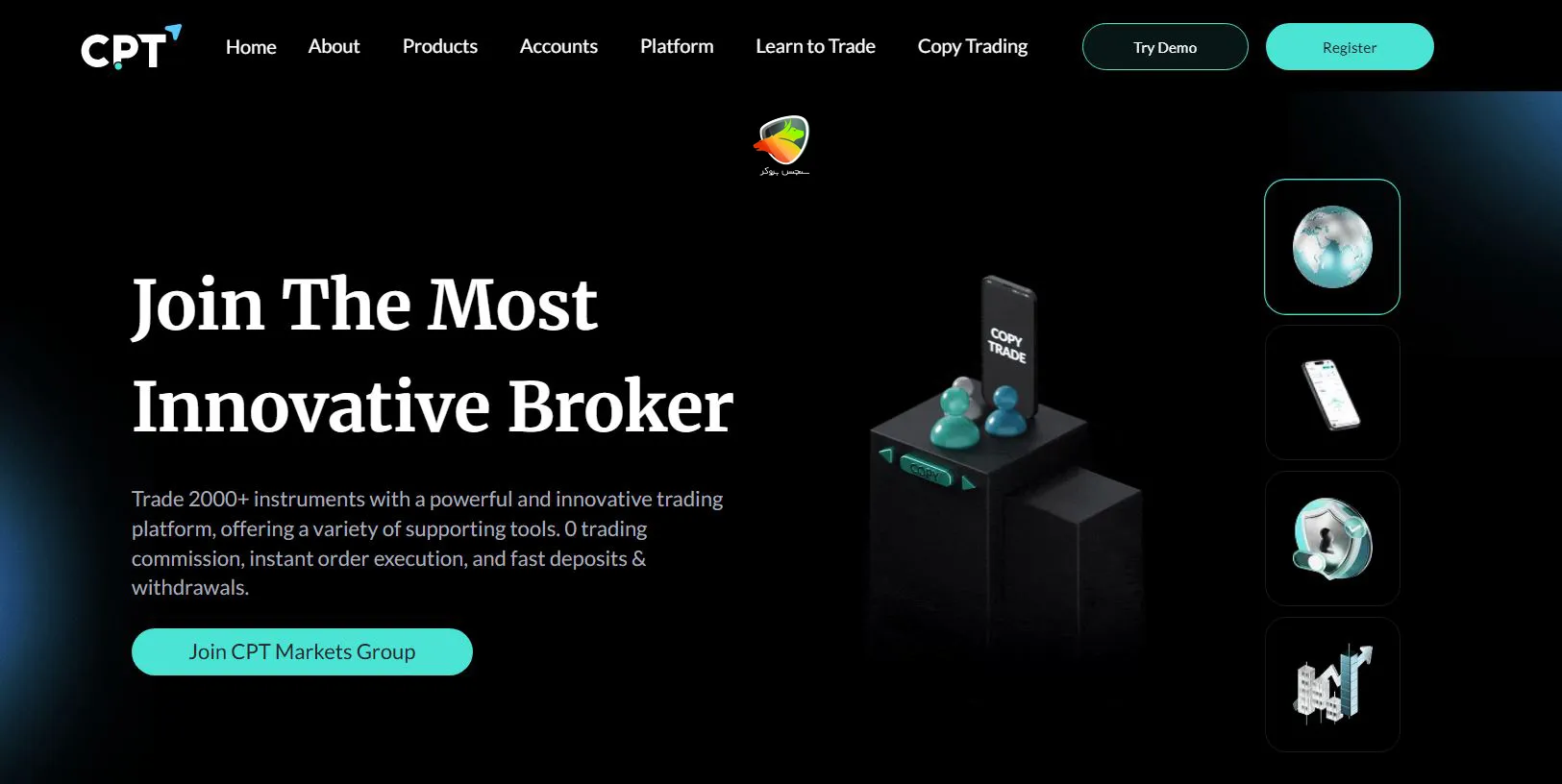 صفحه اصلی سایت بروکر سی پی تی مارکتس