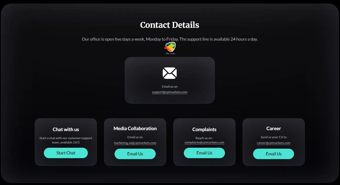 کانالهای پشتیبانی و ارتباط با CPT Markets