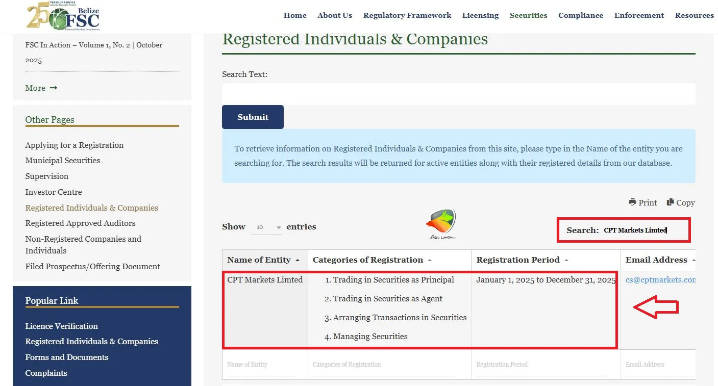 بررسی مجوز IFSC بلیز برای بروکر سی پی تی مارکتس