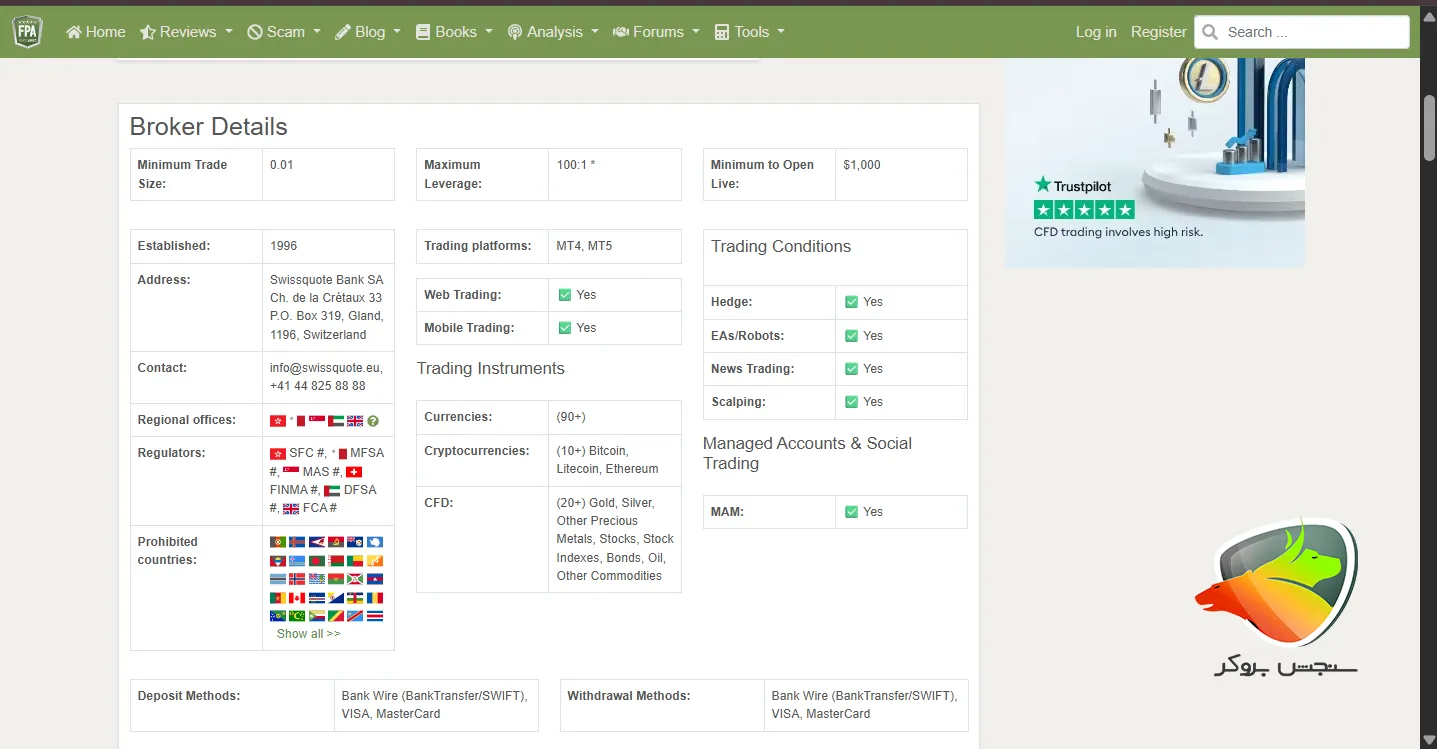 پلتفرم های Swissquote یکی از بهترین بروکر فارکس در دبی