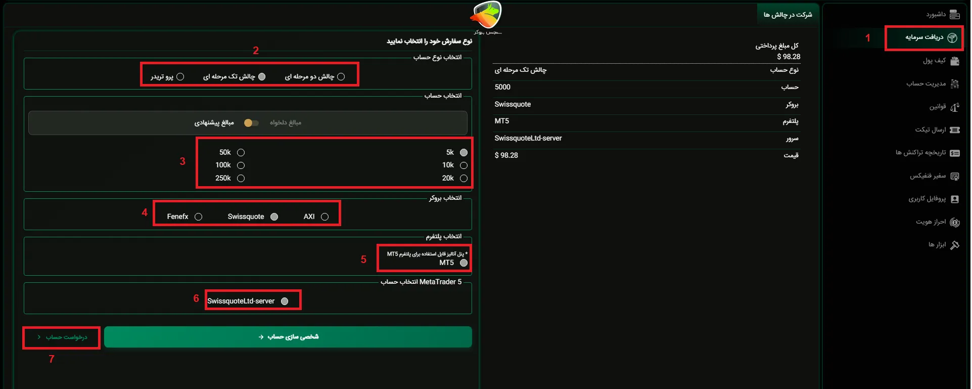 آموزش خرید چالش در Fenefx پراپ 