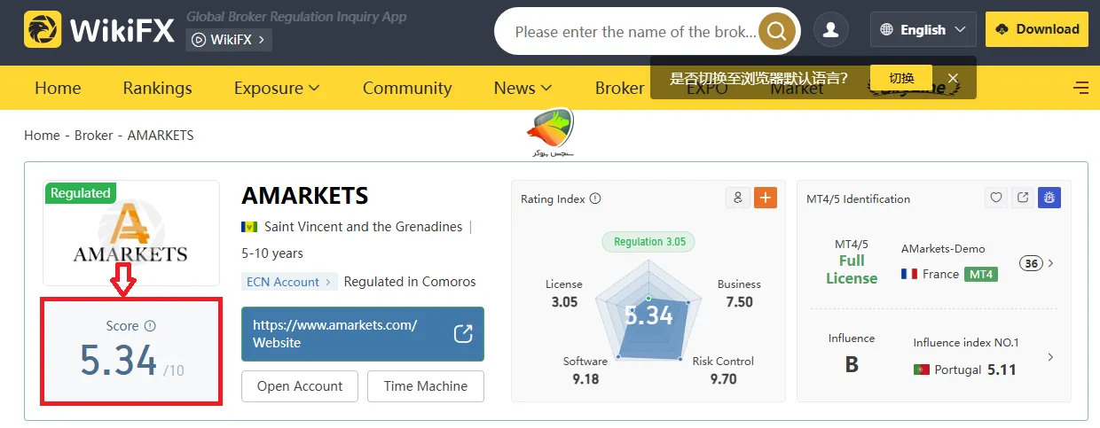 بررسی امتیاز amarkets فارسی