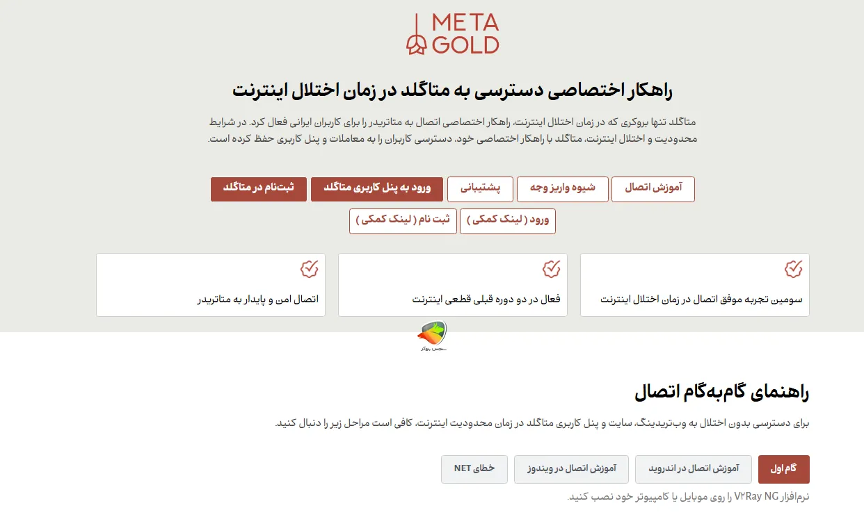 متاگلد بروکر قابل دسترس با اینترنت ایران 