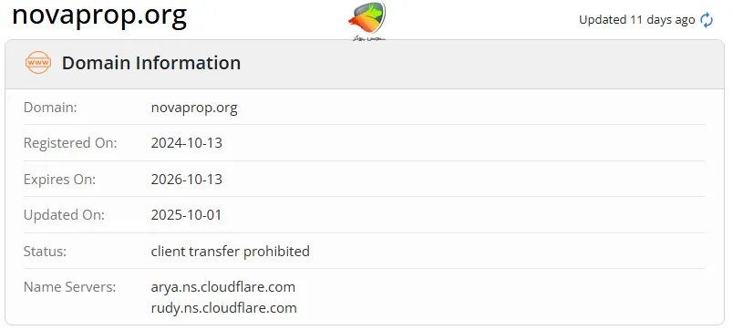 بررسی دامنه سایت نوا پراپ