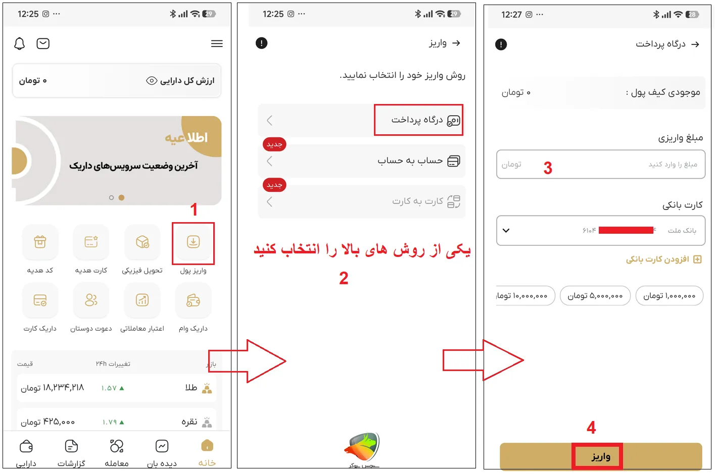 روش واریز وجه در داریک
